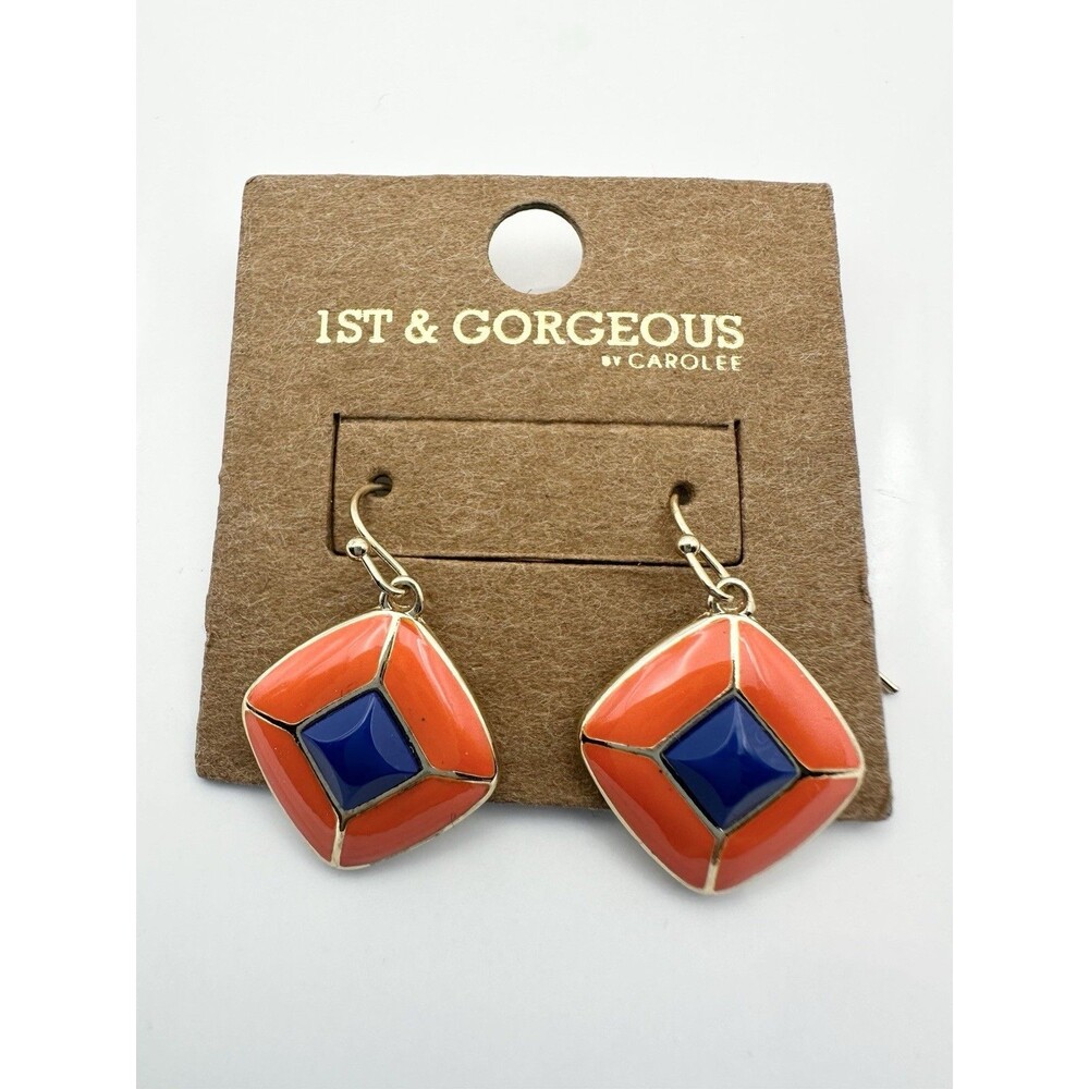 1st & Gorgeous By Carolee Orange Enamel Drop Earrings